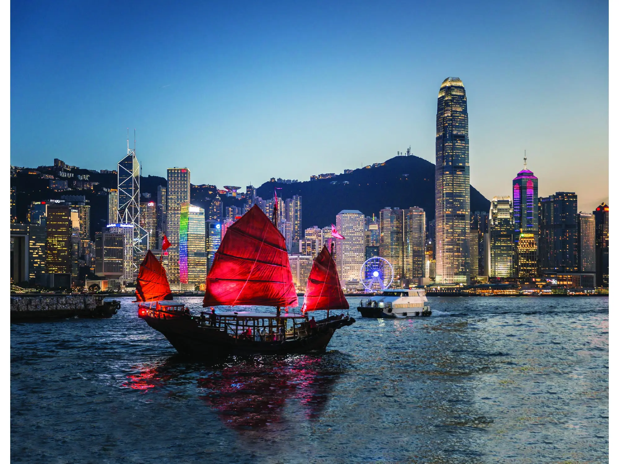 Traditional Junk Boat at Dusk