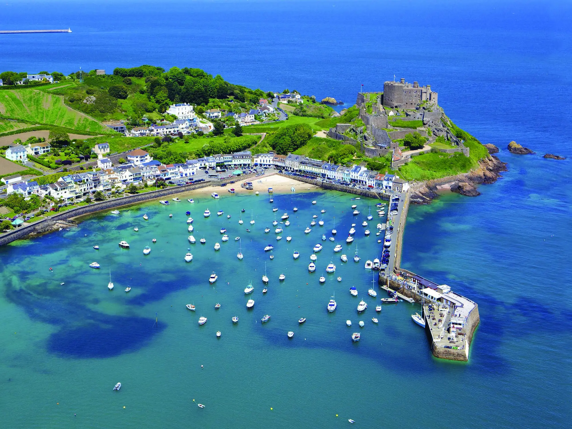 Aerial View of Gorey Harbour in Summer